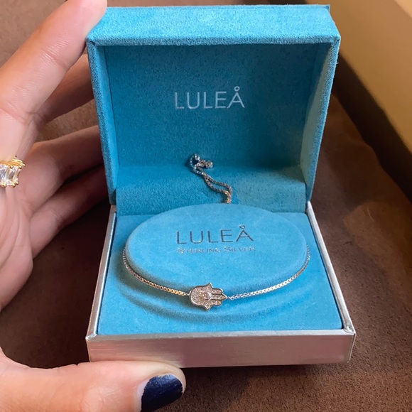 lulea Jewelry - Lulea Hamsa Sterling Silver Bracelet with CZ’s